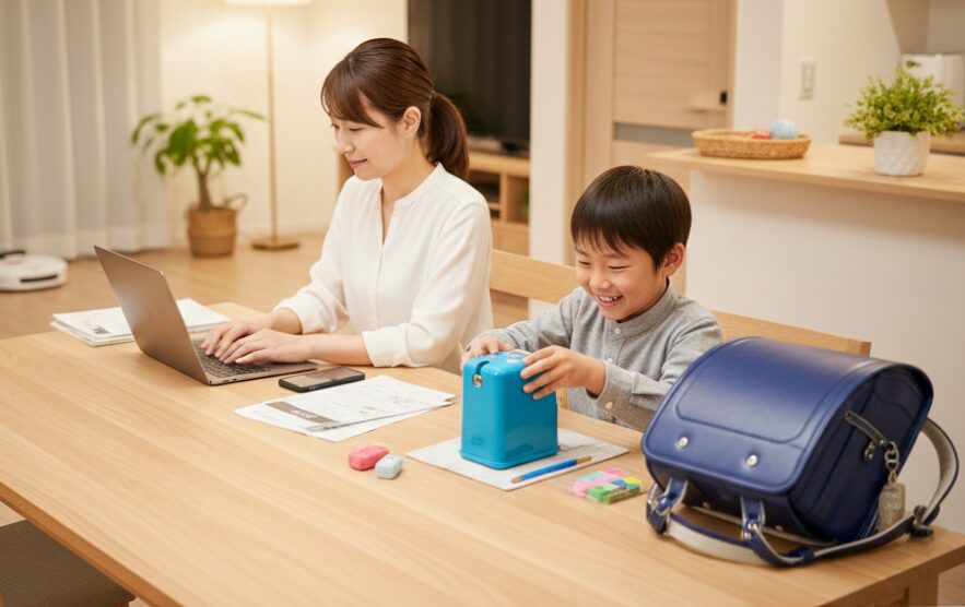 お母さんが働きながらでも準備を両立している様子