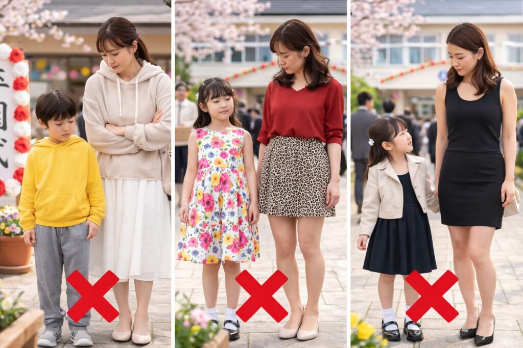 卒園式や入学式の服装でNGのイメージ画像