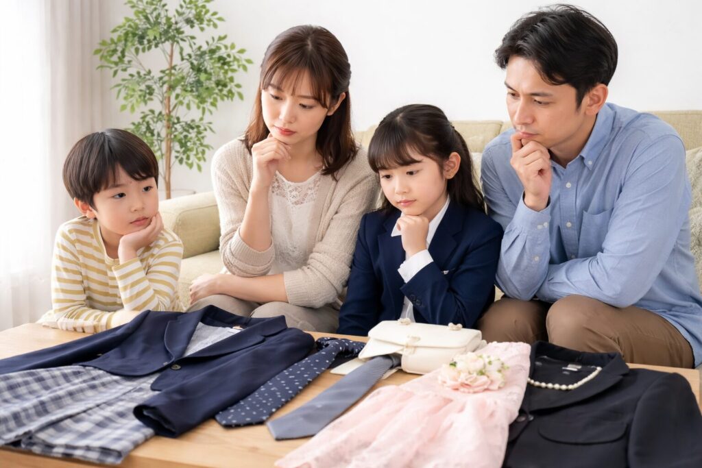 卒園式と入学式は同じ服でいいのか迷っている様子